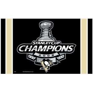 NHL Pittsburgh Penguins 2009 NHL Stanley Cup Champions Black 3 x 5 