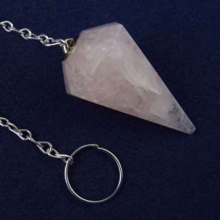 You are considering a beautiful rose quartz crystal pendulum with an 