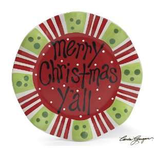  Merry Christmas Yall 8D Ceramic Plate Whimsical Southern 