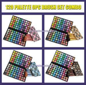 120 Rainbow Eyeshadow Palette 9pc brush set kit Combo21  