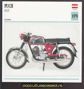 1970 PUCH M125 Austria MOTORCYCLE ATLAS PHOTO SPEC CARD  