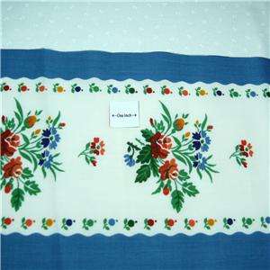 Floral White & Blue Fabric Trim, 8 Wide Perfect for Aprons, Pillow 
