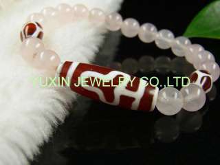 YSB116 Tibet Heaven eye DZI & rose quartz bead bracelet  