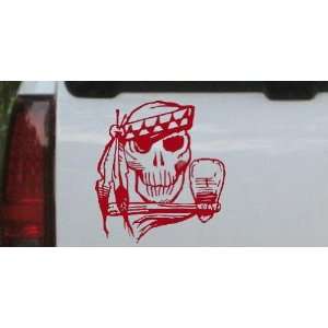 Indian Skull Skulls Car Window Wall Laptop Decal Sticker    Red 22in X 