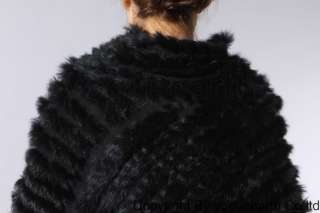 148 new real rabbit fur black Turtleneck shawl/cape  