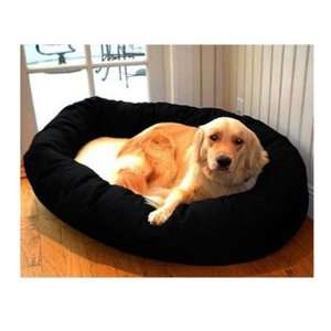  Bagel Dog Bed in Black and Sherpa Size: X Large (36 x 52 