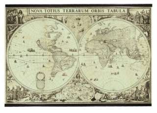 1690 Map Of The World Museum Quality On Fabric Scrolls  