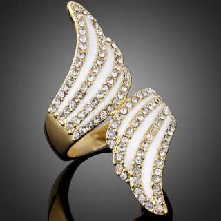 Enamel Angel Wing Swarovski Crystal ARINNA Fashion Ring  