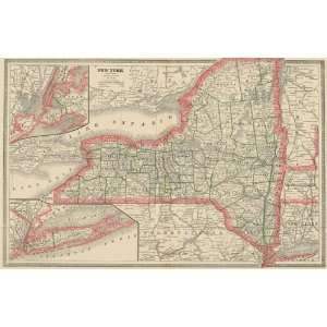  Cram 1884 Antique Map of New York: Office Products