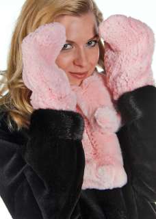 Knitted Mink Scarf and Glove Set   Petunia Pink  