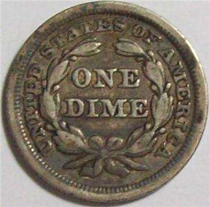 1850 P SEATED LIBERTY DIME~Early U.S. COIN Original VF+  