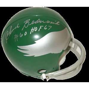  Chuck Bednarik Signed Eagles Mini Helmet   HOF 67: Sports 