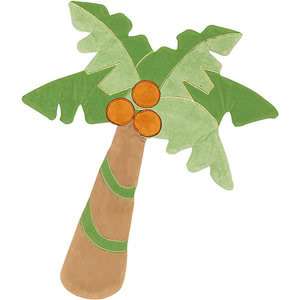 This soft fabric Fisher Price wall hanging features a palm tree to 