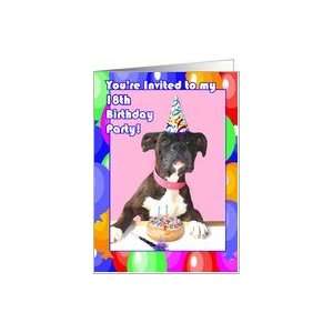    18th Birthday Party invitation boxer dog Card: Toys & Games