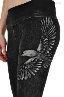Mineral Wash Eagle Patch Fold Over Yoga Pants (High Quality) VARIOUS 