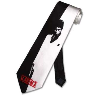 SCARFACE SILK NeckTie Black & White Al Pacino Mens Neck Tie  