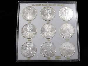 ESTATE US AMERICAN SILVER EAGLE SILVER SETS 1986 2003 18 COINS CH 