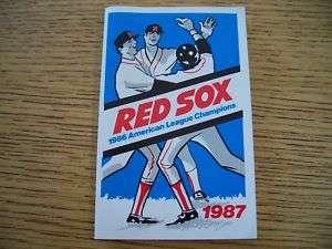 1987 Boston Red Sox Baseball Pocket Schedule Suncook Bk  