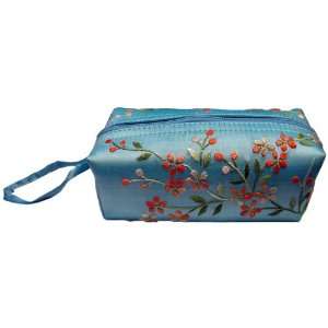  Embroidered Zipper Pouch/Carrying Case, Sky Blue Beauty