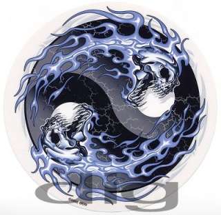 Yin Yang with SKULLS FLAMES & FULL MOONS Sticker/Decal  