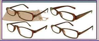 Reading Glasses Lot Of 4 Pair Brown Plastic Frame 1.00  