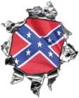 REFLECTIVE Ripped Metal Rebel Flag Decal 3_4