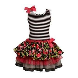  Girls Spring Dresses   Fuchsia Stripes & Ruffles   Size 12 Month 