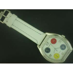    JACOB LOOK SQUARE WHITE FACE AND WHITE BAND WATCH 