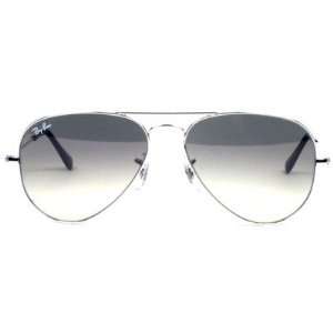   Large Aviator/Silver Frame/Crystal Gray Gradient Lens 55mm Sunglasses
