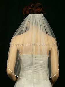 1T Ivory Shoulder Short Rattail Edge Bridal Wedding Veil  