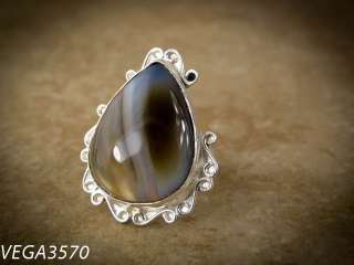 ELEGANT FOGGY AGATE silver ring size 6.75  