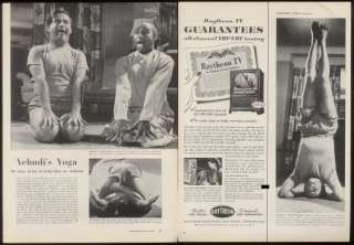 1953 Yehudi Menuhin in yoga poses photo print article  