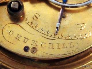 Silver fusee pocket watch hall marked case Churchill  