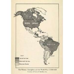  1943 Print World War Allies Germany Axis Neutral Map 