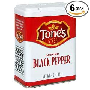 Tones Spices Black Ground Pepper, 4 Ounce Bottles (Pack of 6)