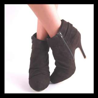 NEW BROWN SLOUCH HIGH HEEL ANKLE BOOTS  
