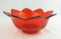  Fenton Flower Forms Amberina Red Glass Console Bowl Red/Orange  
