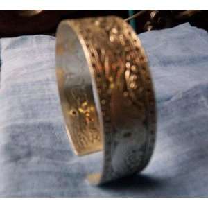  Chinese Miao silver Carved Cuff Bracelet