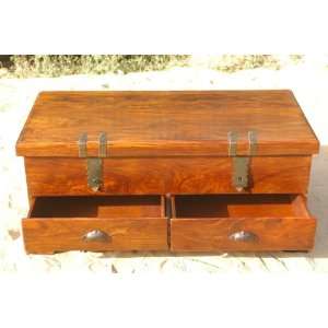  Wood Storage Box Trunk Table with 2 Drawer: Home & Kitchen