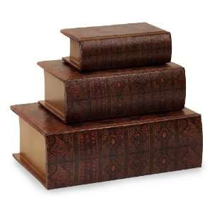    Chocolate Nesting Wooden Book Boxes   Set of 3: Home & Kitchen