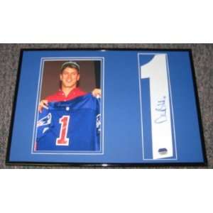 Drew Bledsoe Autographed Jersey   FRAMED # 12x18 MM   Autographed NFL 