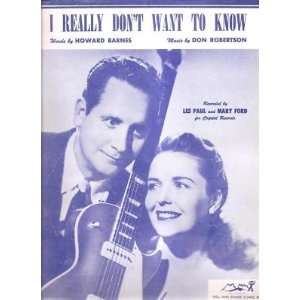  Sheet Music I Really Dont Want To Know Les Paul 180 