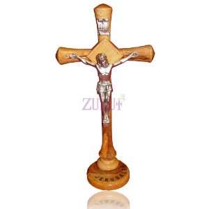    22cm Olive Wood Cross With Pewter Crucifix: Everything Else
