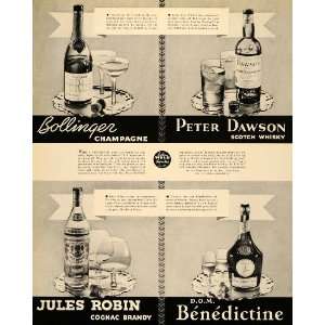 1935 Ad Bollinger Champagne Peter Dawson Benedictine   Original Print 