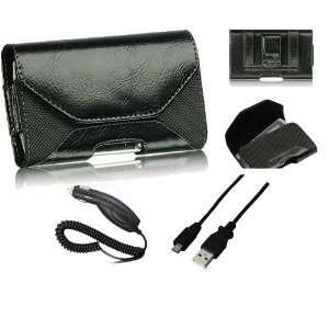 For T mobile HTC Radar Premium Pouch, Car Charger, USB Data Sync Cable 