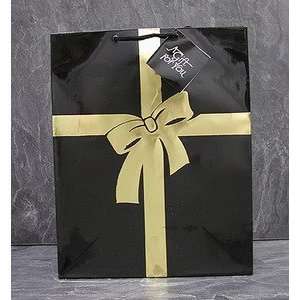   Black Gold Bow Jewelry Shopping Bag Tote 9 3/4 H: Home & Kitchen