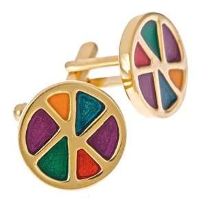  Bold cufflinks with irregular shaped multi colored accents 