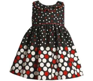 Bonnie Jean Toddler Girls Black Polka Dot Fall Dress 2T  