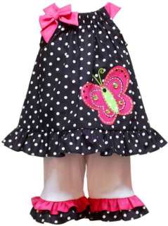 New Baby Girls Rare Editions 24m Black Pink Butterfly Capri Dress 