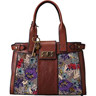 Fossil Vintage Re Issue Dark Floral Large Satchel  